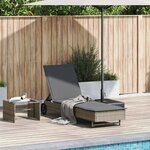 vidaXL Chaise longue avec roues et coussin gris résine tressée