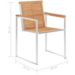 vidaXL Chaises de jardin 2 Pièces Bois de teck solide et acier inoxydable