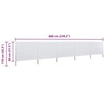 vidaXL Paravent 5 panneaux Tissu 600 x 80 cm Blanc sable