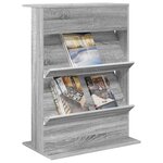 vidaXL Étagère à magazines avec étagère Gris Sonoma 70 x 41 x 96 cm