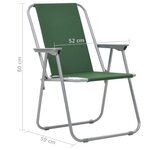 vidaXL Chaise pliante de camping 2 Pièces 52 x 59 x 80 cm Vert