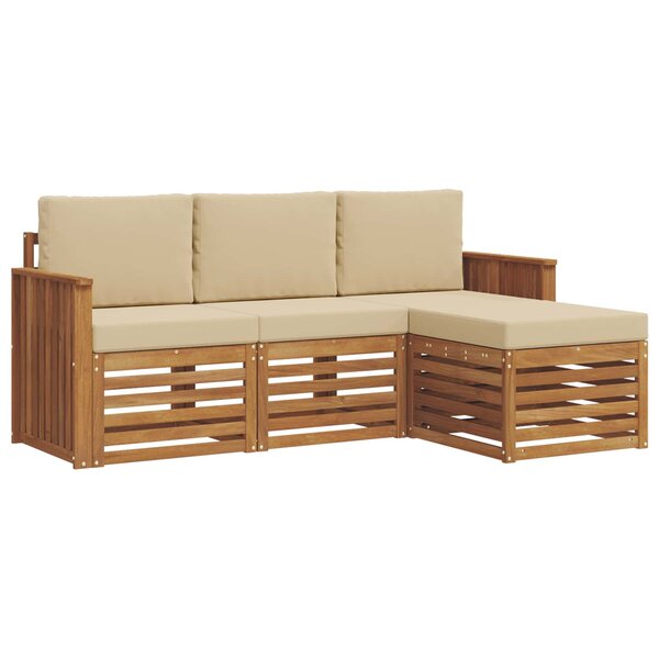 vidaXL Ensemble de canapés d'extérieur 4 Pièces Naturel et Beige