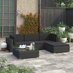 vidaXL Salon de jardin 5 Pièces avec coussins Résine tressée Noir