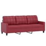 vidaXL Ensemble de canapés 3 Pièces et coussins rouge bordeaux similicuir