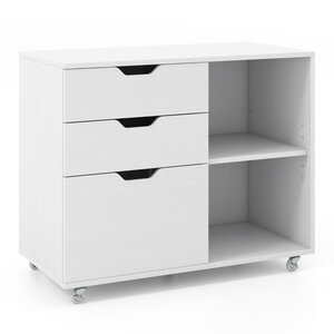 Classeur à 3 tiroirs support d'imprimante mobile 81 x 40 x 66 5 cm rangement optimisé design moderne en bois d'ingénierie blanc 20_0011445