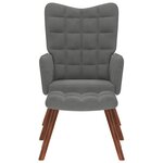 vidaXL Fauteuil relax avec tabouret en velours gris foncé