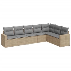 vidaXL Salon de jardin avec coussins 7 Pièces beige résine tressée
