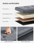 Banc de rangement pouf en velours avec couvercle avec 2 boîtes séparateur amovible capacité de charge 300 kg pour couloir salon chambre gris 12_0004157