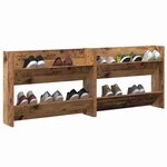 vidaXL Cabinet à chaussures 2 Pièces Bois ancien 80 x 18 x 60 cm