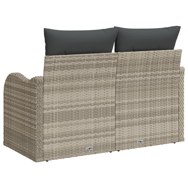 Canapé de jardin 2 places vidaXL avec coussins gris clair en poly rotin