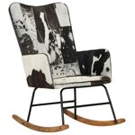 vidaXL Chaise à bascule Noir Cuir véritable