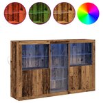 Buffet vidaXL avec lumières LED Bois ancien 162x37x100 cm Bois d'ingénierie