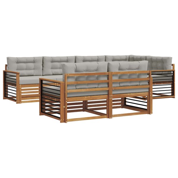 vidaXL Ensemble de canapés d'extérieur 7 pc Gris Naturel et Clair