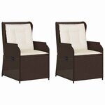 vidaXL Banc de jardin avec coussin 2 Pièces Marron Poly rotin