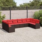vidaXL Ensemble de Canapés avec coussin 10 Pièces Marron polyrotin
