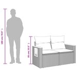 vidaXL Canapé de jardin avec coussins 2 places en résine tressée noire