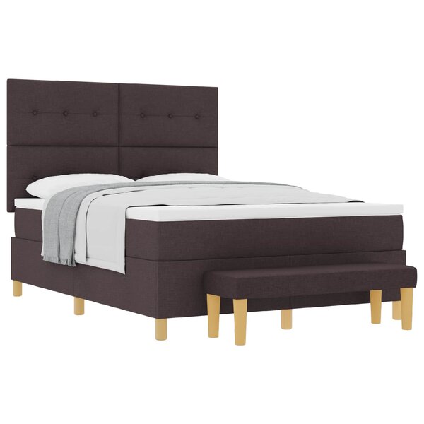 vidaXL Lit à ressorts avec matelas Marron foncé 140 x 200 cm tissu