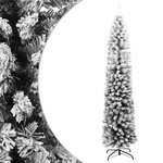 vidaXL Sapin de Noël artificiel mince flocon de neige vert 240 cm PVC