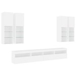 vidaXL Ensemble de meubles TV muraux 7 Pièces avec lumières LED blanc