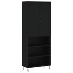 vidaXL Buffet haut Noir 69 5x34x180 cm Bois d'ingénierie