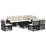 vidaXL Ensemble de canapé de jardin 9 pc Noir et blanc crème polyrotin