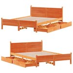vidaXL Cadre de lit sans matelas cire marron 135x190cm bois pin massif