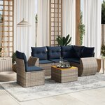 vidaXL Salon de jardin 6 Pièces avec coussins gris résine tressée