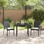 vidaXL Ensemble de salle à manger pour jardin 3 Pièces Noir Poly rotin
