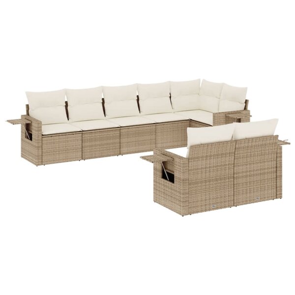 vidaXL Salon de jardin avec coussins 8 Pièces beige résine tressée