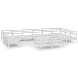 vidaXL Salon de jardin 13 Pièces Blanc Bois de pin massif