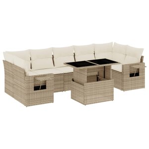 vidaXL Salon de jardin avec coussins 8 Pièces beige résine tressée
