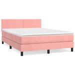 vidaXL Sommier à lattes de lit avec matelas Rose 140x200 cm Velours