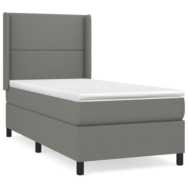 vidaXL Sommier à lattes de lit avec matelas Gris foncé 90x200 cm Tissu