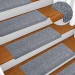 vidaXL Tapis d'escalier autocollants vidaXL  20 pièces  65 x 21 x 4 cm  gris clair  bord rectangulaire