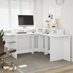 vidaXL Bureau avec lumières LED blanc 152x152x91 cm bois d'ingénierie