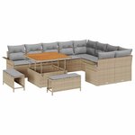 vidaXL Ensemble de canapé de jardin 12 Pièces Beige polyrotin