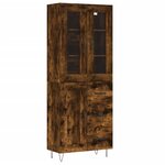 vidaXL Buffet haut Chêne fumé 69 5x34x180 cm Bois d'ingénierie