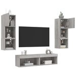 vidaXL Unités murales TV avec LED 6 Pièces gris sonoma bois d'ingénierie