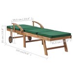 vidaXL Chaises longues avec coussins 2 Pièces Bois de teck solide Vert