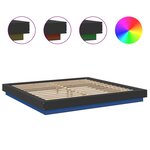 vidaXL Cadre de lit avec lumières LED noir 200x200cm bois d'ingénierie