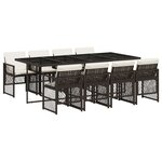 vidaXL Ensemble à manger de jardin et coussins 9 Pièces marron poly rotin