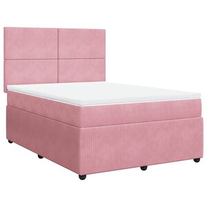 vidaXL Sommier à lattes de lit avec matelas Rose 140x200 cm Velours