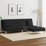 vidaXL Canapé-lit à 2 places et oreillers et repose-pied noir tissu
