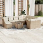 vidaXL Salon de jardin 11 Pièces avec coussins beige résine tressée