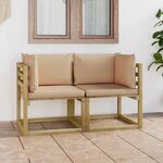 vidaXL Canapés d'angle de jardin 2Pièces et coussins Pin imprégné de vert