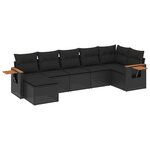 vidaXL Salon de jardin 7 Pièces avec coussins noir résine tressée