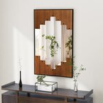 Miroir mural rectangulaire décoratif grand miroir mural 100 x 66 cm avec cadre en forme de touches de piano crochet bidirectionnel pour salon noir 20_0009775