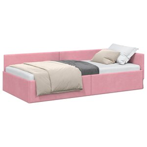 vidaXL Cadre de lit d'angle avec tête de lit Rose 90 cm x 200 cm