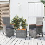 vidaXL Ensemble de salon de jardin 3 Pièces gris poly rotin et acacia