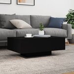 vidaXL Table basse avec lumières LED noir 85x55x31 cm